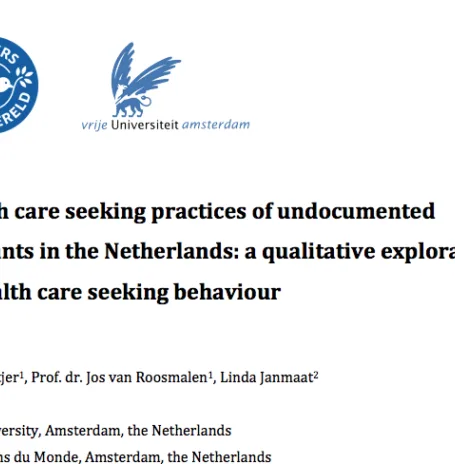 Voorkant rapport Health care seeking practices of undocumented migrants in the Netherlands